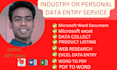do internet research, data collection, data entry