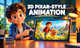 create 3d ai animated cartoon video in pixar style