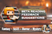 thoroughly beta read your horror, scifi, mystery, or fantasy manuscript