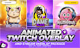 design animated twitch overlay, stream package