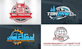 do logistics transport trucking moving and cargo logo design
