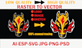 redo,resize,reproduce blur logo like manual vector tracing