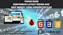 do html css bug fixing fix js and fix bootstrap responsive issues