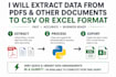 collect and store data from pdfs to excel