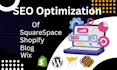 optimize ecommerce SEO on wordpress, squarespace, shopify, wix, blog, ecom sites