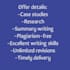 write quality research, summary writing, and case study