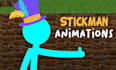 professional stickman, among us and minecraft animation