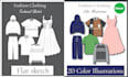 do fashion design and clothing technical flat sketch