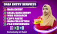 do accurate excel data entry web research and copy paste job