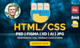 responsive website, PSD to html, figma to html, xd to html