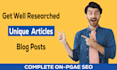 write 500 and 1500 words SEO articles and blog posts for you