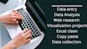 data entry, excel clean, visualization projects,PDF to excel