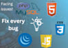 fix php, javascript, jquery, bootstrap, html, css code
