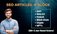write SEO articles and blogs on nfts, blockchain, defi, web3
