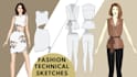 make flat fashion sketches and technical drawing