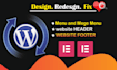 design or redesign mega menu header for wordpress website