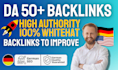 high da 50 SEO backlinks link building increase domain raiting german quality