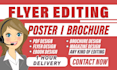 edit, or update your flyer, brochure, poster, resume, or graphics work in 1 hour