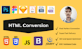 convert figma, xd, sketch, psd, pdf, jpeg png to html css js