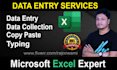 do data entry, ms excel, google sheets, scarping, typing, copy paste