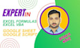 do excel formulas, vba macro and google sheets tasks as an expert