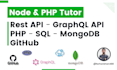 teach node, express, php, sql, laravel and github