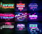 make 80s retro logo designs with neon sign chrome effects