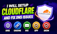 setup cloudflare, and fix dns, cname, dkim, spf, mx related issues