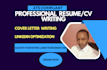 offer professional resume writing service, cover letter, linkedin