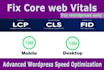 speed up wordpress, fix core web vitals, lcp, cls, fcp issues, google page speed
