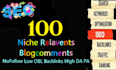 100 niche relevant blogcomments low obl backlinks
