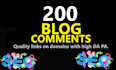do 200 dofollow blog comments backlinks high da pa