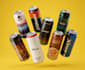 design beverage, soda, juice, energy drink and beer can labels