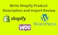 write shopify product description and import review