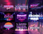 make futuristic logo design synthwave 80s retro style