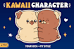 create custom kawaii character, mascot or sticker set
