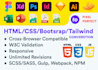 convert figma to HTML, PSD to HTML responsive bootstrap 5, tailwind website