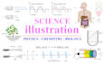 create physics, chemistry and biology, science illustration