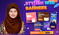 design website banner, hero section and social media post graphics
