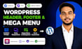 design or fix header, footer, megamenu for wordpress website