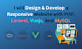 design and develop a responsive website with PHP, laravel, vuejs, and mysql
