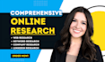assist in online research, web research, business research