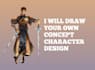 draw amazing 2d concept character design