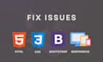fix HTML, CSS, bootstrap and responsiveness issues