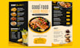 design trifold brochure, food menu, menu bar with 24 hrs