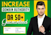 increase domain authority moz da 50 plus using high authority SEO backlinks