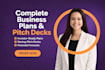 develop comprehensive business plan , business proposal, pitch deck, writer