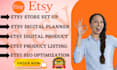 setup etsy digital products shop, etsy digital products listing etsy seo,shop