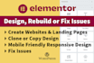 design, copy or customize wordpress website or landing page using elementor