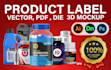 bottle label design and product label design, supplement mockup